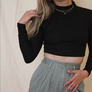 Black Crop Turtleneck